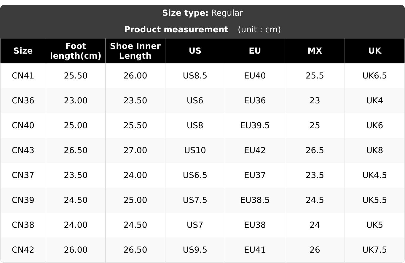 UK, EU, US and CN size conversion guide