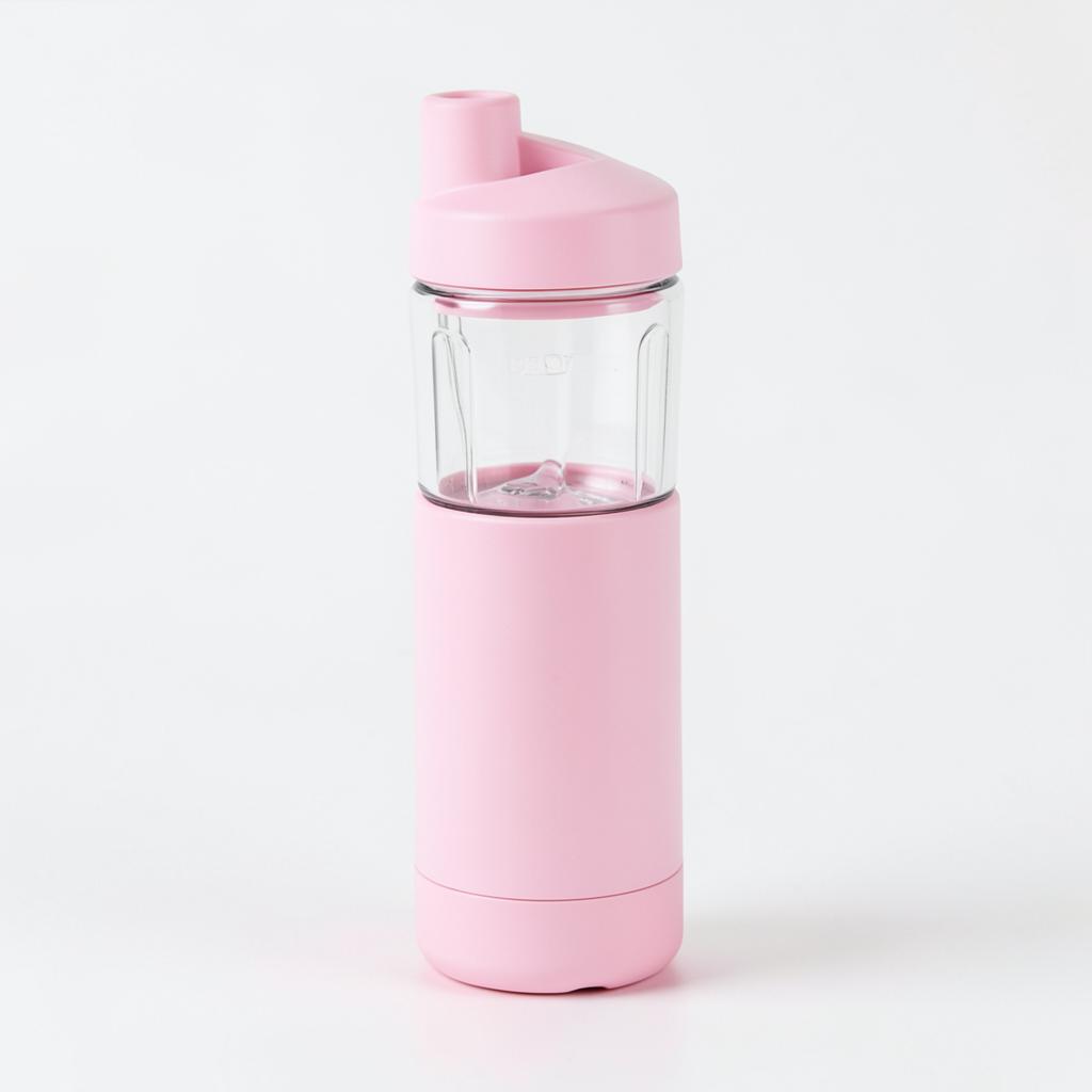 Portable mini juicer bottle in pastel pink